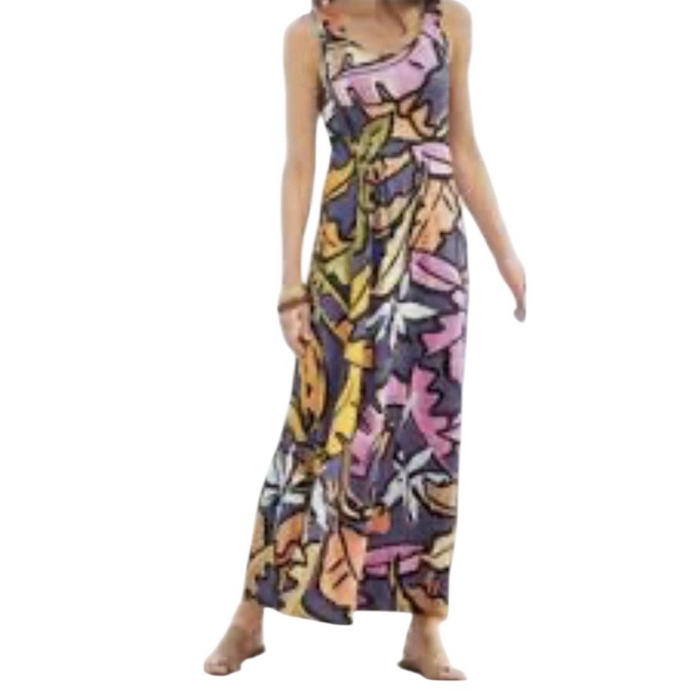 Soft Surroundings Jolyn Maxi Dress Size 2X Plus Sleeveless Strech Fall Leaves